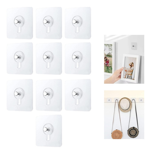  Pack X10 Gancho Adhesivo Multifunción Para Colgar Pared