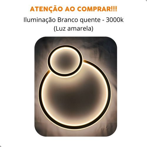 Gmh Luminaria De Led Sobrepor Sala Quarto Modelo Moderno Hadar Branco 74w 2880 Lúmens Luz Branco Quente Amarela 3000k