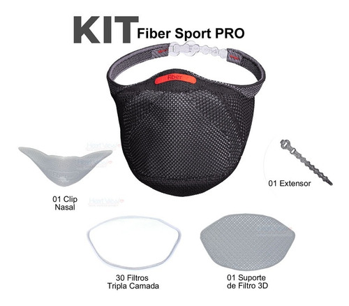 Imagem 1 de 5 de Kit Máscara De Proteção Fiber Knit Sport Pro Original Com Nf
