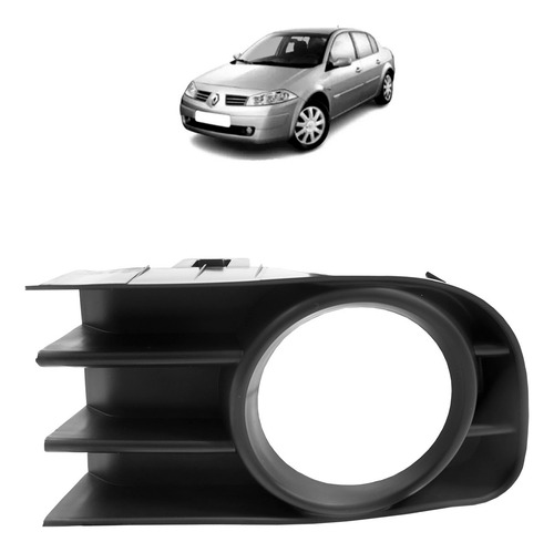 Moldura Grade Milha Megane 2006 A 2012 Preto Liso Com Furo