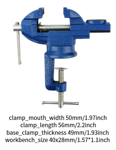Morsa De Mesa Com Grampo Morsa De Boca De Grampo 5cm Azul