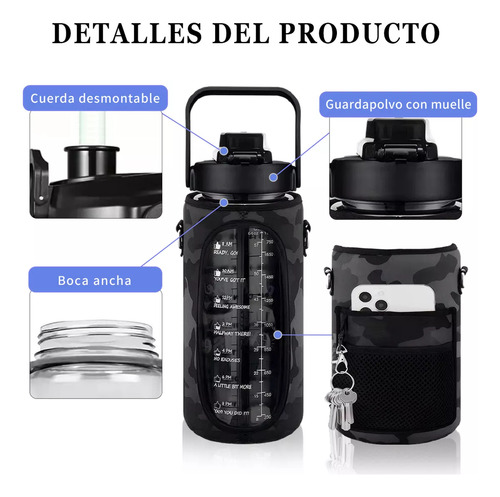 2l Botella Deportiva De Botella De Agua Con Popote Y Eslinga