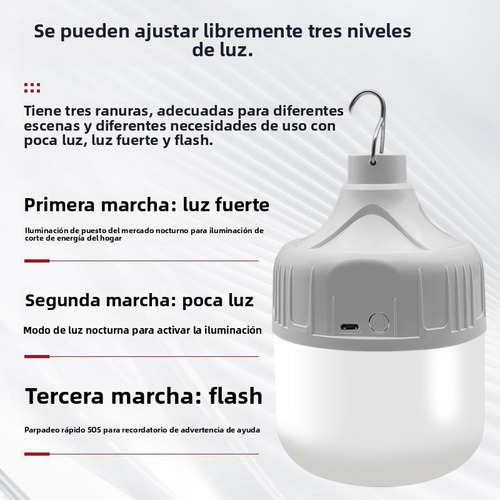 Linterna De Camping Recargable LED De Emergencia Iluminación Exterior Para Mesitas De Noche 6 Un.