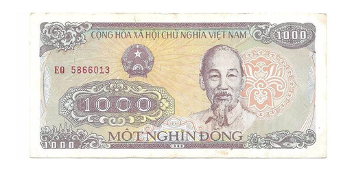 Billete Vietnam 1000 Dong (1988) Elefante