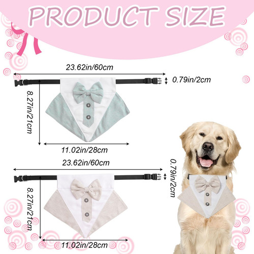 Collar De Bandana De Esmoquin Para Perro 2 Pzas Ajustables F