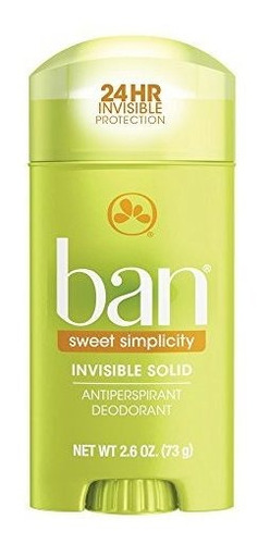 Ban Antitranspirante Desodorante, Invisible Sólido, Simplici
