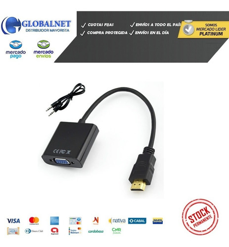 Cable Conversor Hdmi A Vga Video Ps3 1080p Con Audio Fact A