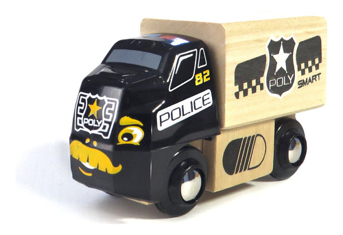 Trencity Camión Policia Poly - Camiones Juguetes De Madera Personaje Poly