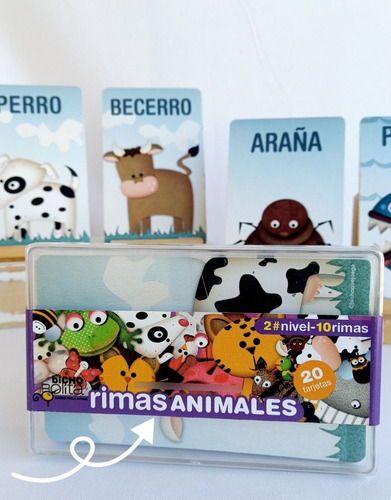Imagen 5 de 7 de Juego Didáctico Cartas Plásticas Animales Que Riman