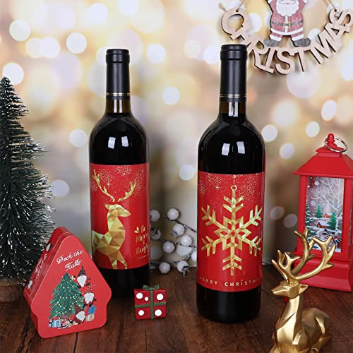 54 Etiquetas Adhesivas Botellas De Navidad Diseño De O...