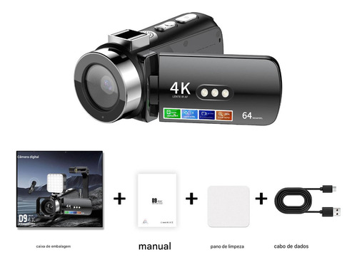 Câmera Filmadora Digital Full Hd Zoom 28x 64mp Com Led