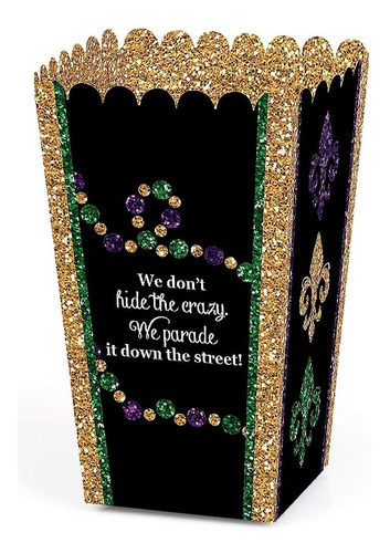 Mardi Gras - Masquerade Party Popcorn Favor Treat Boxes - Se