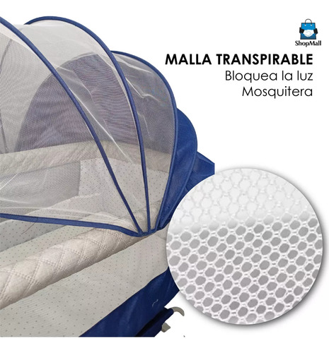 Cuna corral colecho para bebés shopmall 02 antirreflujo mecedora color azul marino liso