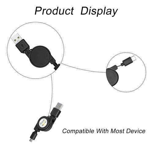 Cable Micro Usb Retráctil Para Carga Rápida En Android