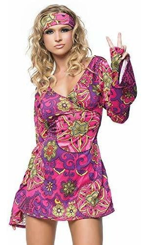 Mujeres S 2 Pieza Hippie Girl Costume Retro Print Bell ...