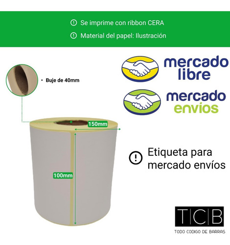 Imagen 3 de 5 de Rollo Etiquetas Autoadhesivas 100x150 X300 B40 Ilustracion