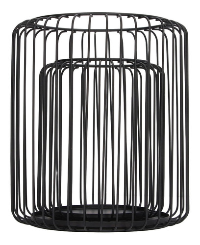 Set De Portavelas Pillar Candles Holder Cage, Color Negro Ma