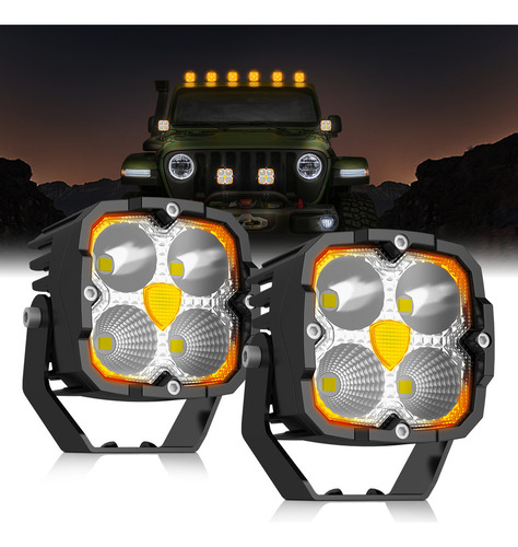 Zz Par Faros Cuadrada Led Superpotente 100w Tipo Baja 3 Inch