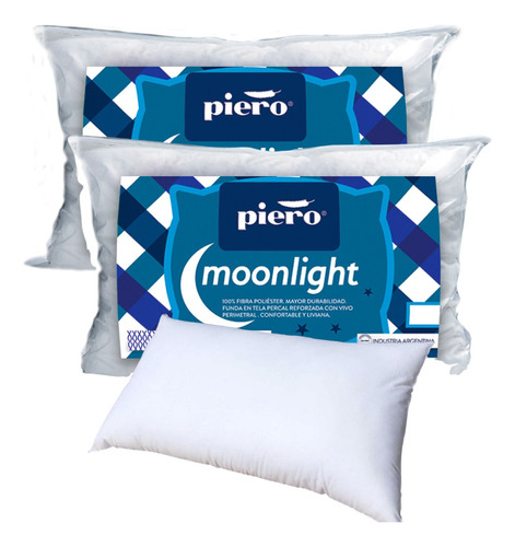 Pack X 2 Almohadas Piero Moonlight 80x40  Fibra Antialergica