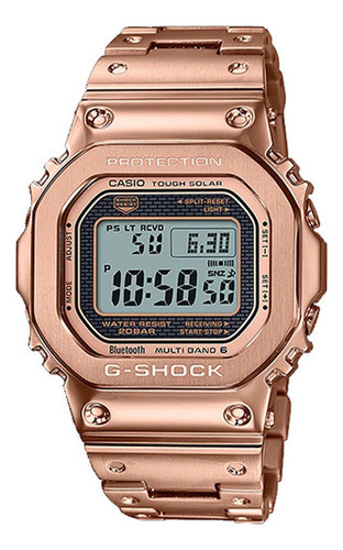 Reloj Casio G-shock GMW-B5000gd-4dr, resistente, solar, Bluetooth, correa, color oro rosa, color del bisel, oro rosa, color de fondo gris