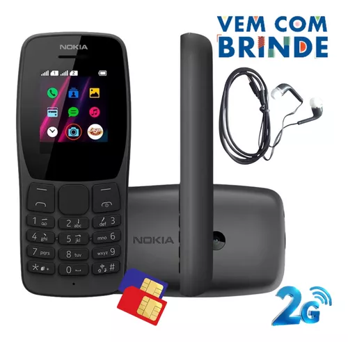 Celular Nokia 105 Dual Chip + Rádio FM + Lanterna Tela 1.8- Preto