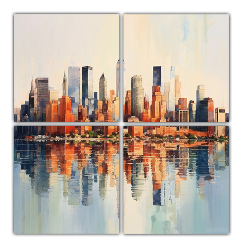 60x60cm Cuadros Decorativos Tonos Exuberantes Ciudad Nueva Y