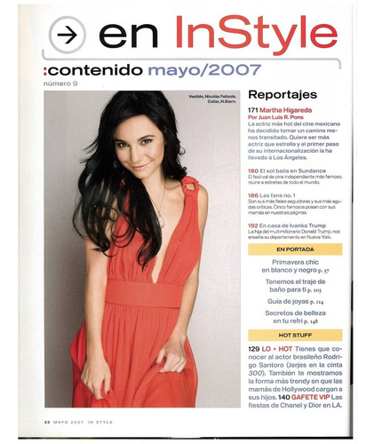 Revista In Style Moda Belleza Martha Higareda 2007 (Usado)