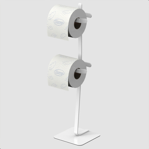 Porta Papel Higiênico De Chão Duplo Suporte Para Papel Oslo Cor Branco