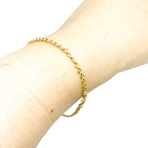 Pulseira Feminina Estilosa Elos Português De 19 Cm Ouro 18k