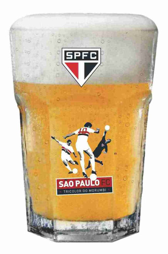 Copo Do São Paulo Tricolor Paulista Spfc Time - 400 Ml Vidro