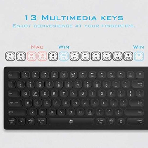 Powzan Teclado Inalámbrico Delgado Múltiples Dispositivos