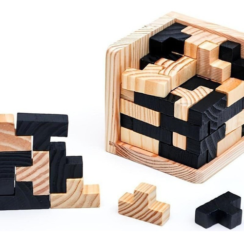 Bloques De Construcción De Tetris De Juguete De Madera