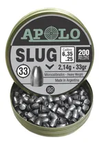 Comprar Balines Apolo Slug 6.35 Mm 33 Gr X200 Combo X5 Punta Solida