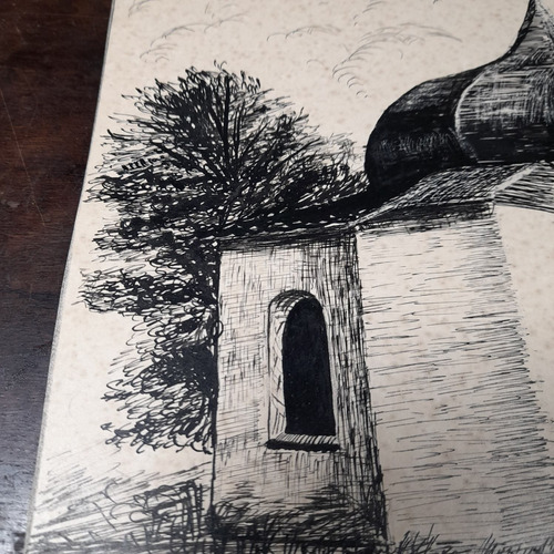 Imagem 6 de 6 de Pintura Desenho Bico De Pena Nanquim Antigo Sem Moldura