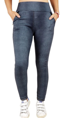 Pantalón Calza Tela Jeans Forro Piel. Leggins Cierres. O338