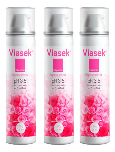 Combo X 3 Viasek Espuma De Higiene Íntima Ph 3.5 X 75 Ml