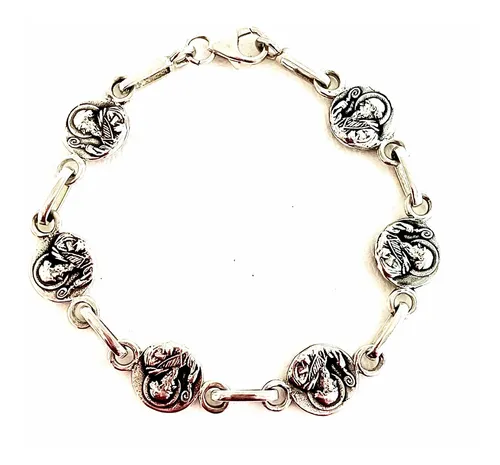 Pulsera Eslabones San Benito De Plata. Sg- Joyería.
