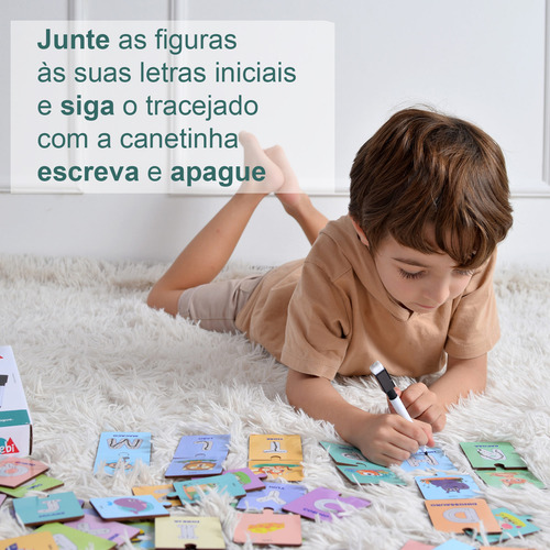 Brinquedo Educativo Alfabeto Ilustrado Escreva E Apague