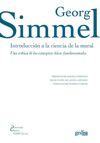 Libro Introducción A La Ciencia Moral - Georg Simmel