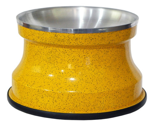 Imagem 2 de 2 de Comedouro Alto Gatos Alumínio Amarelo Gastrobel + Brinquedo