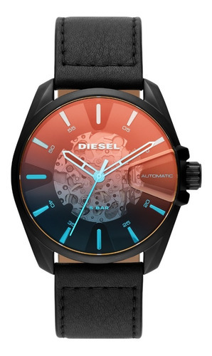 Reloj Hombre Diesel Ms9 De Piel Automatico Color de la correa Negro
