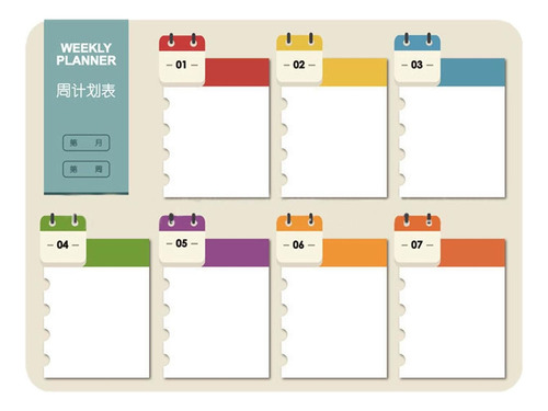 Plan Semanal Calcomanía Para Refrigerador Memo Tablero D [u]