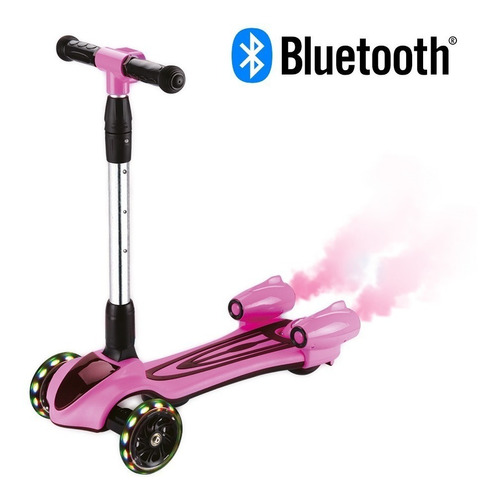 Patinete Turbo Infantil Led Fumaça Bluetooth Som 3 Rodas