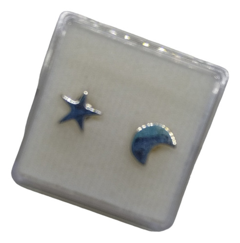 Aretes En Plata De Estrella Y Luna