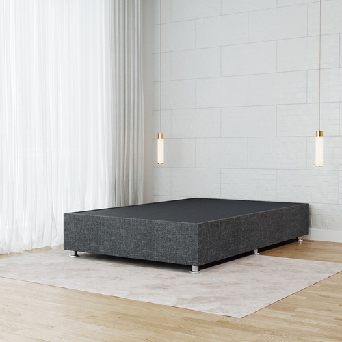 Box Cama Queen Size Tapiz Color Lino Gris Oxford
