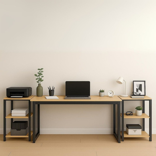 Conjunto Mesa 150cm Com Estante Versátil De 80 Ou 160cm