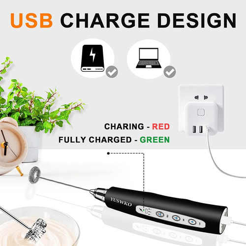 Espumador De Leche De Mano Yuswko Con Usb Recargable
