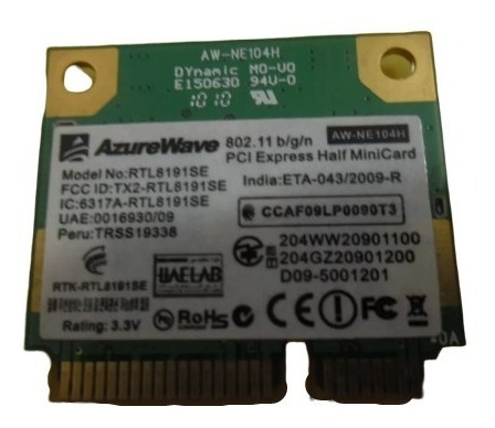 Placa Wifi Azurewave Rtl8191se Notebook Commodore Ke8327