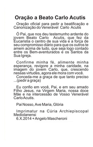 100 Santinhos Beato Carlo Acutis (oração No Verso) - 7x10 Cm