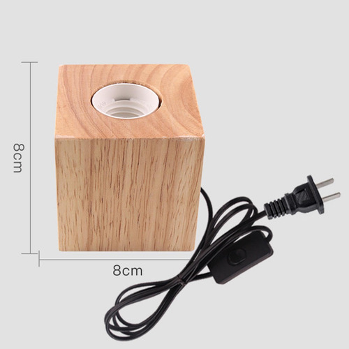 Estilo Retro E27 Base De Madera Lámpara De Cuadrado 8x8cm